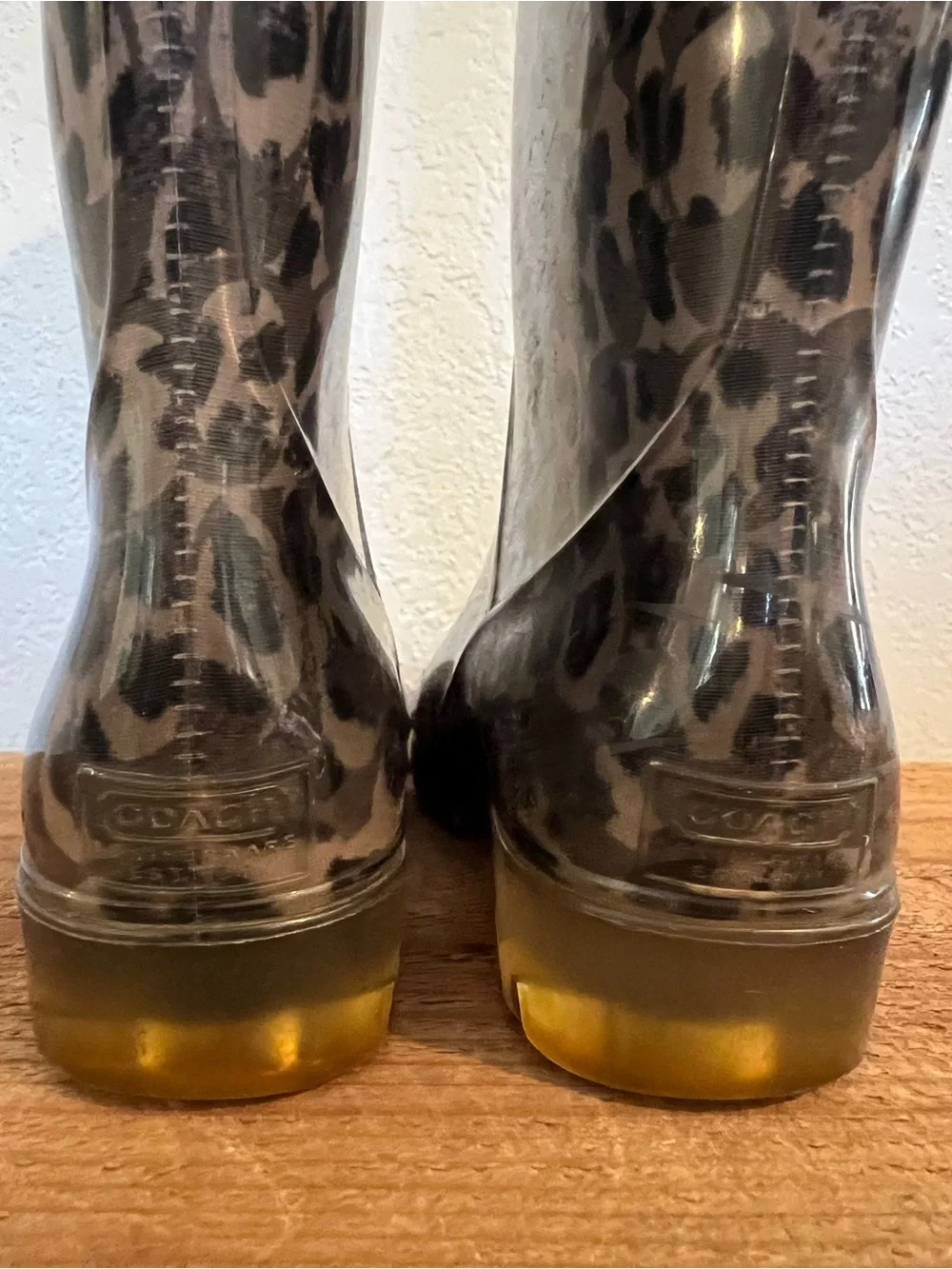 Coach Charming Charlie Leopard Rain Boots Size 8